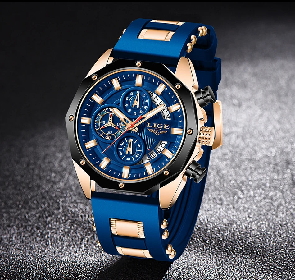 LIGE Quartz Chronograph Waterproof Wristwatch