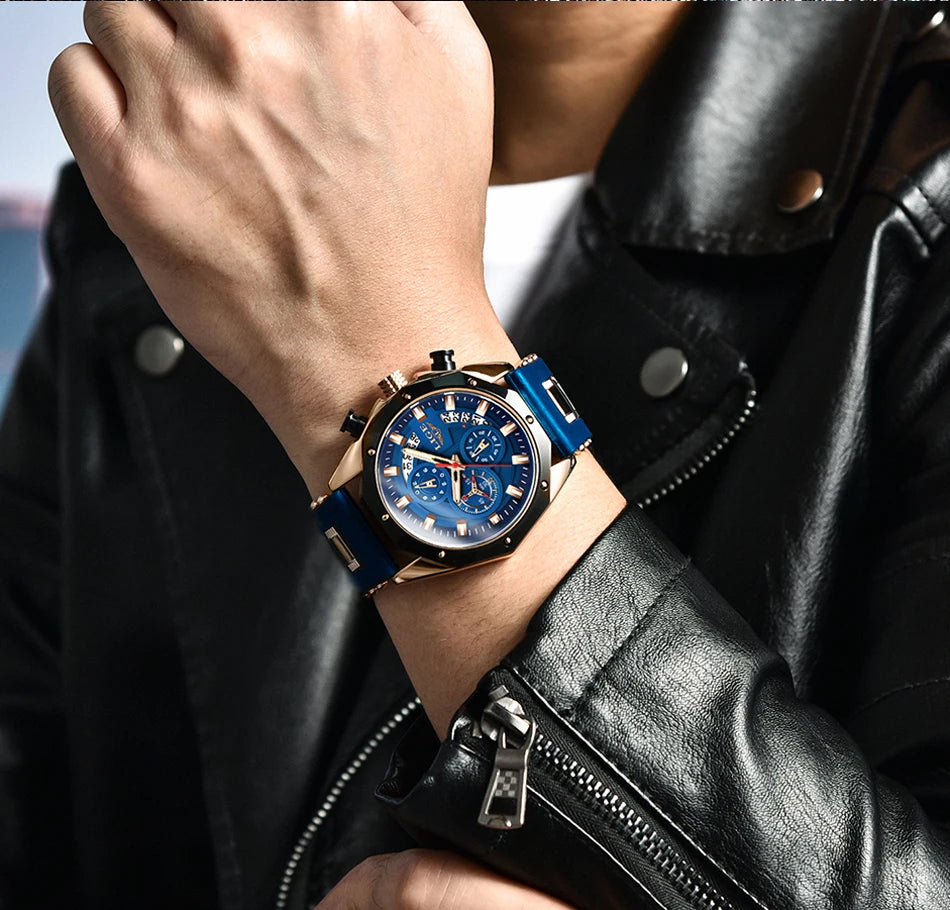 LIGE Quartz Chronograph Waterproof Wristwatch