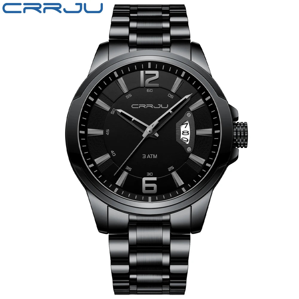 CRRJU Relogio Masculino Stainless Steel Waterproof Quartz Watch for Men