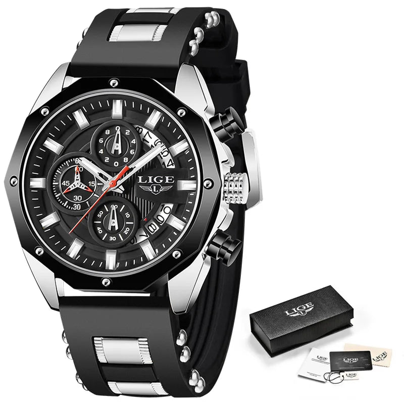 LIGE Quartz Chronograph Waterproof Wristwatch