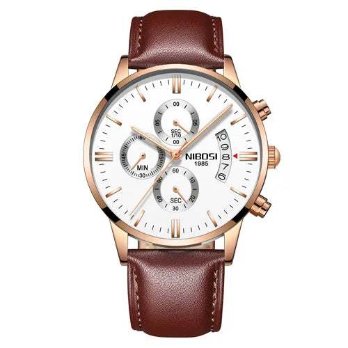 NIBOSI Relogio Masculin Quartz Gold Black Chronograph Waterproof Men's watch