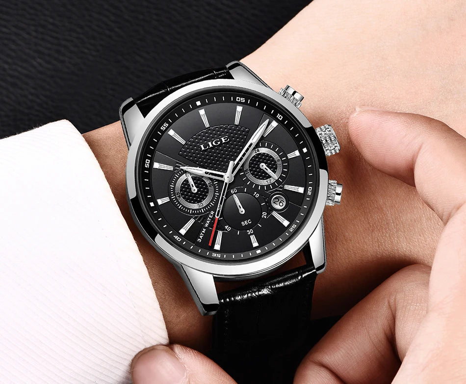 LIGE Relogio Masculino Quartz Watch Men's Waterproof  Watch