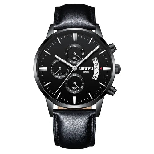 NIBOSI Relogio Masculin Quartz Gold Black Chronograph Waterproof Men's watch