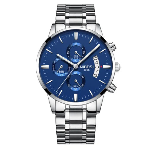 NIBOSI Relogio Masculin Quartz Gold Black Chronograph Waterproof Men's watch