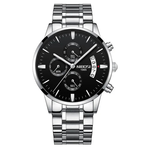 NIBOSI Relogio Masculin Quartz Gold Black Chronograph Waterproof Men's watch