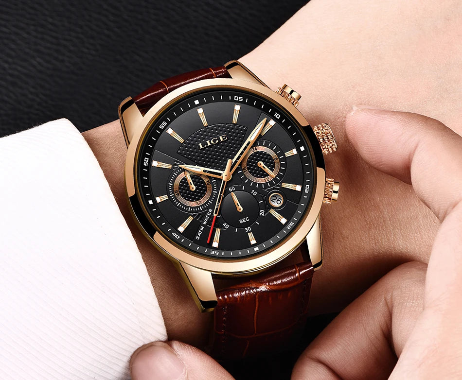LIGE Relogio Masculino Quartz Watch Men's Waterproof  Watch