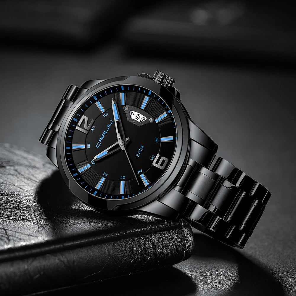 CRRJU Relogio Masculino Stainless Steel Waterproof Quartz Watch for Men