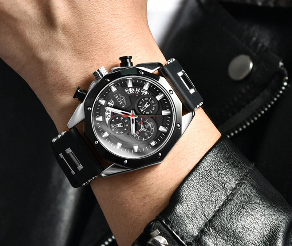 LIGE Quartz Chronograph Waterproof Wristwatch