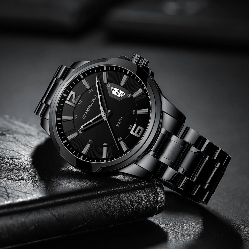 CRRJU Relogio Masculino Stainless Steel Waterproof Quartz Watch for Men