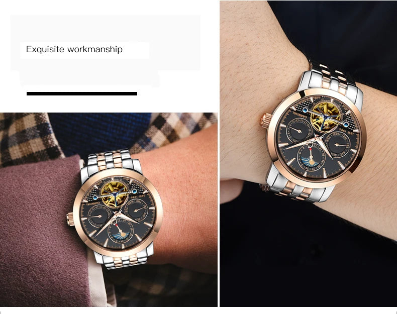 Carnival Brand Tourbillon Stainless Steel Mechanical Watch for Men