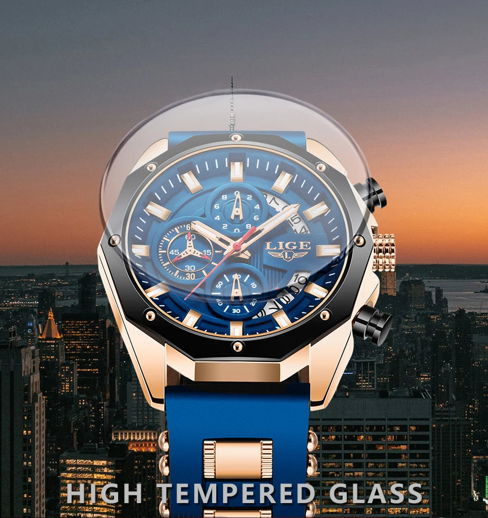 LIGE Quartz Chronograph Waterproof Wristwatch