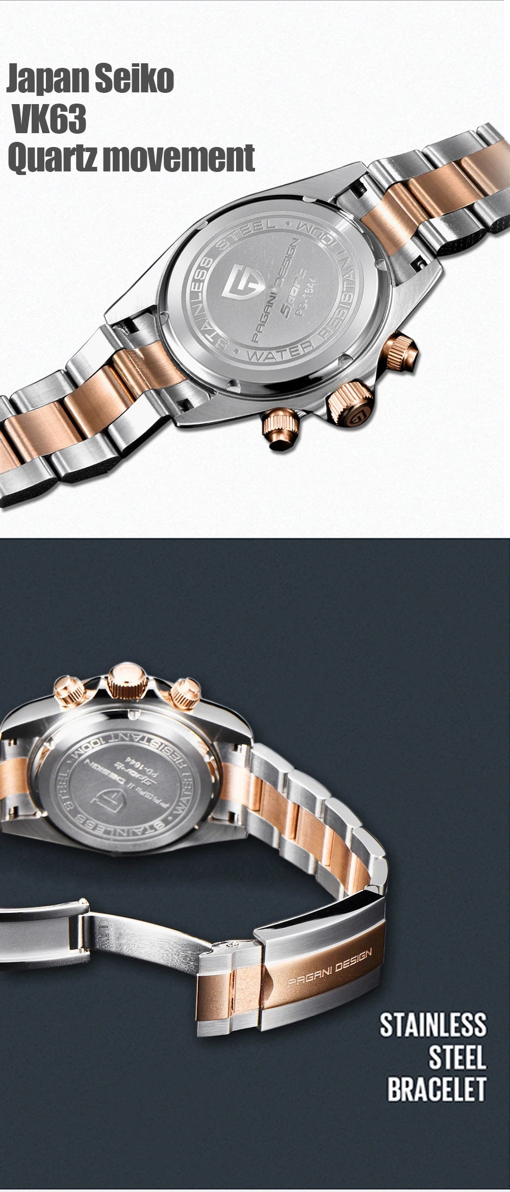 PAGANI DESIGN Reloj Hombre Quartz Chronograph Watch For Men