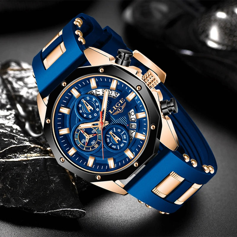LIGE Quartz Chronograph Waterproof Wristwatch