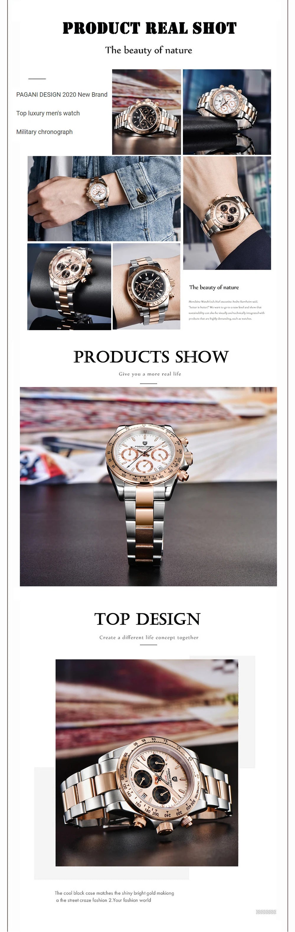PAGANI DESIGN Reloj Hombre Quartz Chronograph Watch For Men