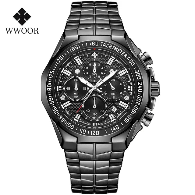 Relogio Masculino WWOOR  Luxury Gold Chronograph Wrist Watch For Men