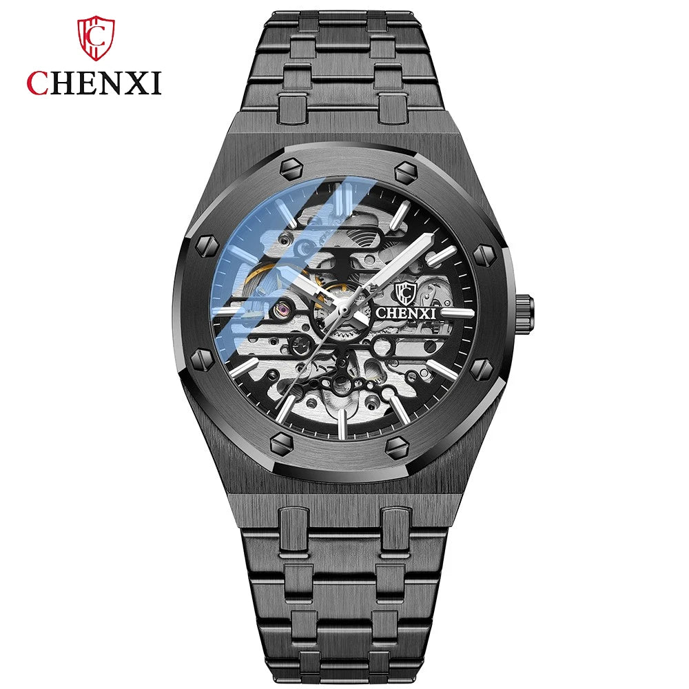 CHENXI Waterproof Stainless Steel Mechanical Tourbillon Wrist Watch