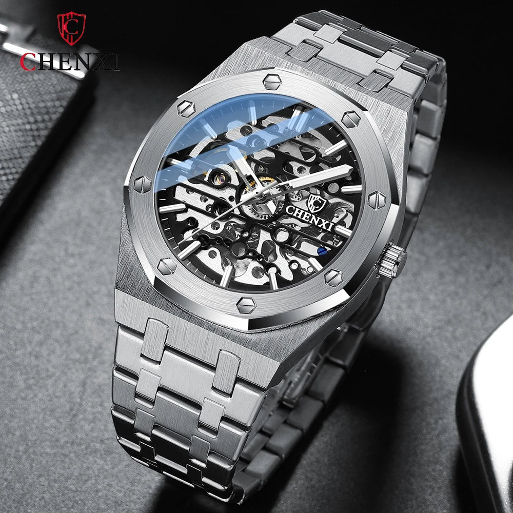 CHENXI Waterproof Stainless Steel Mechanical Tourbillon Wrist Watch