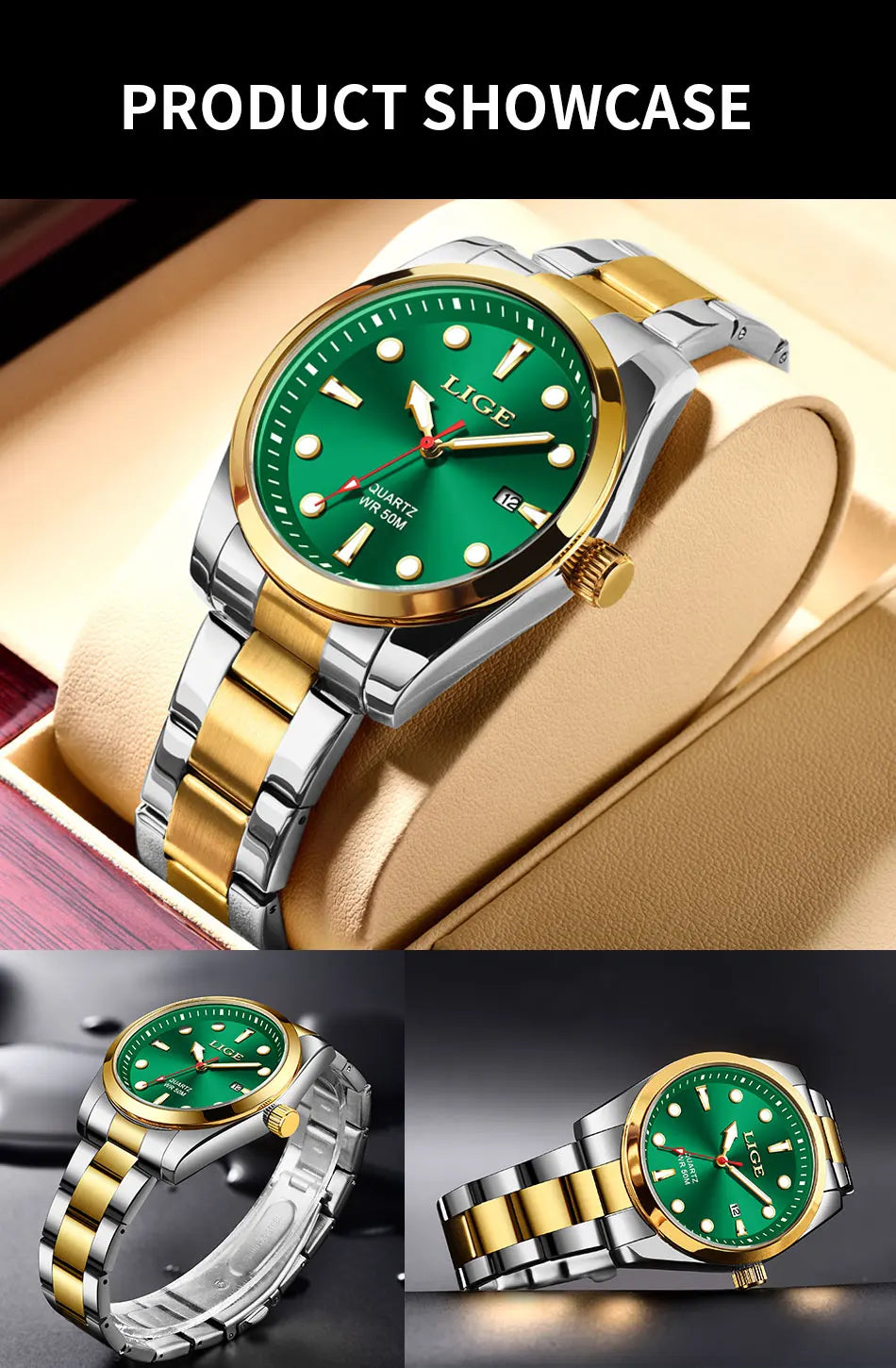 LIGE Relogio Masculino Waterproof Quartz Wristwatch Watch for Men
