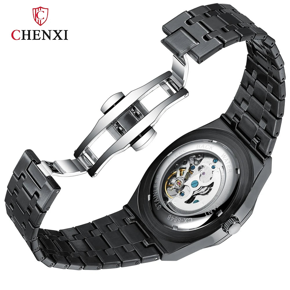 CHENXI Waterproof Stainless Steel Mechanical Tourbillon Wrist Watch