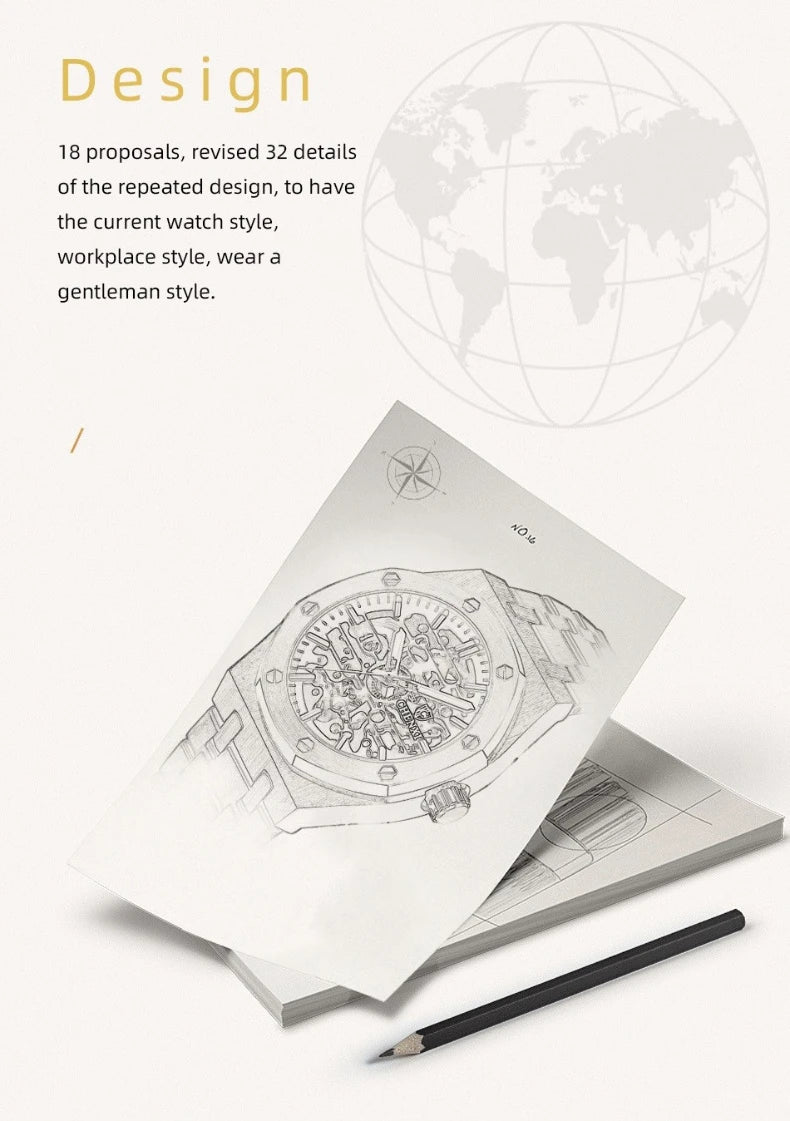 CHENXI Waterproof Stainless Steel Mechanical Tourbillon Wrist Watch