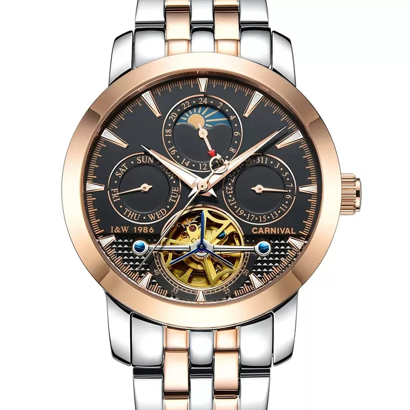 Carnival Brand Tourbillon Stainless Steel Mechanical Watch for Men