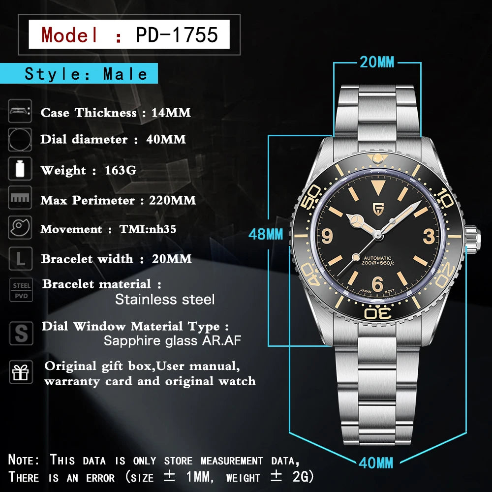 PAGANI DESIGN NH35 Mechanical Ceramic Bezel Wrist Watch