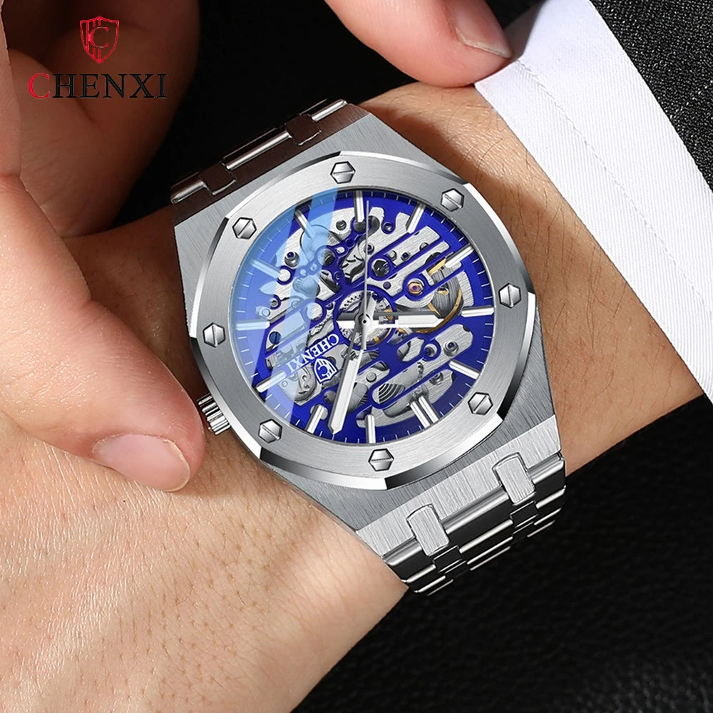 CHENXI Waterproof Stainless Steel Mechanical Tourbillon Wrist Watch