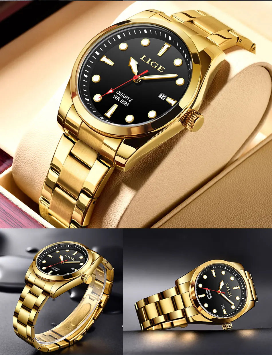 LIGE Relogio Masculino Waterproof Quartz Wristwatch Watch for Men