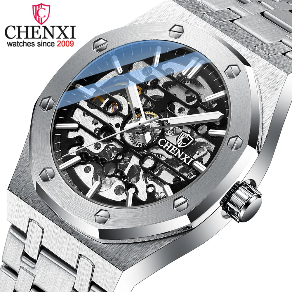 CHENXI Waterproof Stainless Steel Mechanical Tourbillon Wrist Watch