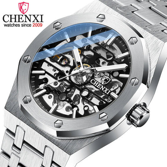 CHENXI Waterproof Stainless Steel Mechanical Tourbillon Wrist Watch