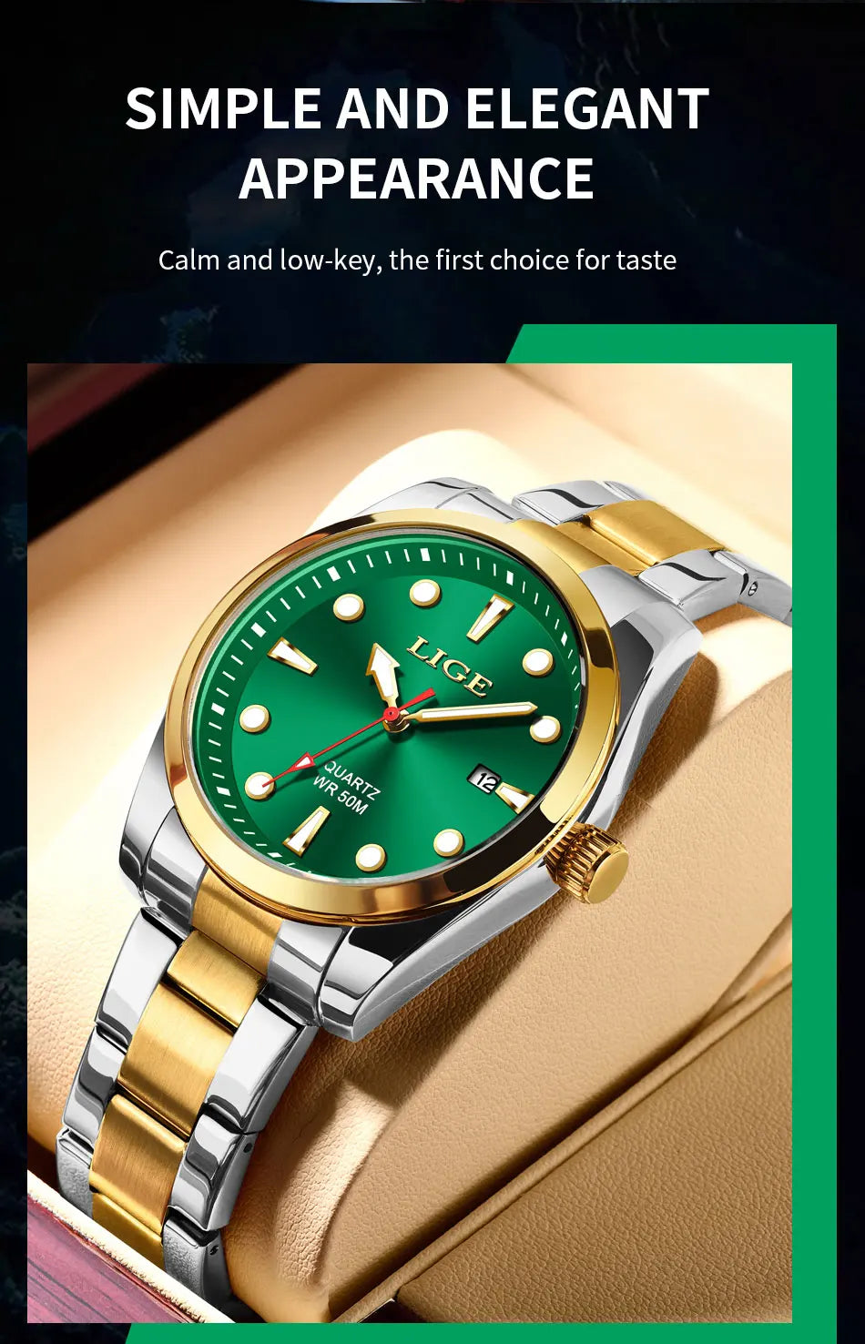 LIGE Relogio Masculino Waterproof Quartz Wristwatch Watch for Men