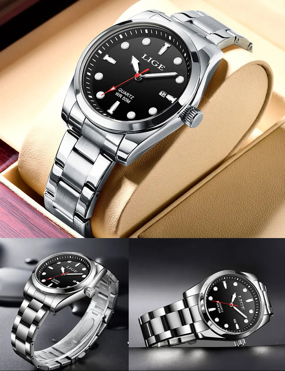 LIGE Relogio Masculino Waterproof Quartz Wristwatch Watch for Men
