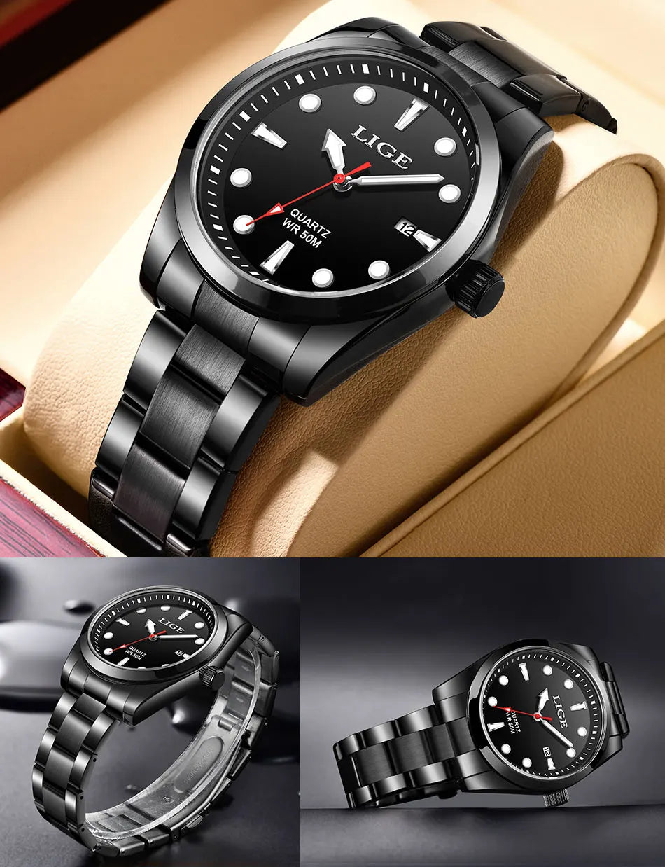 LIGE Relogio Masculino Waterproof Quartz Wristwatch Watch for Men