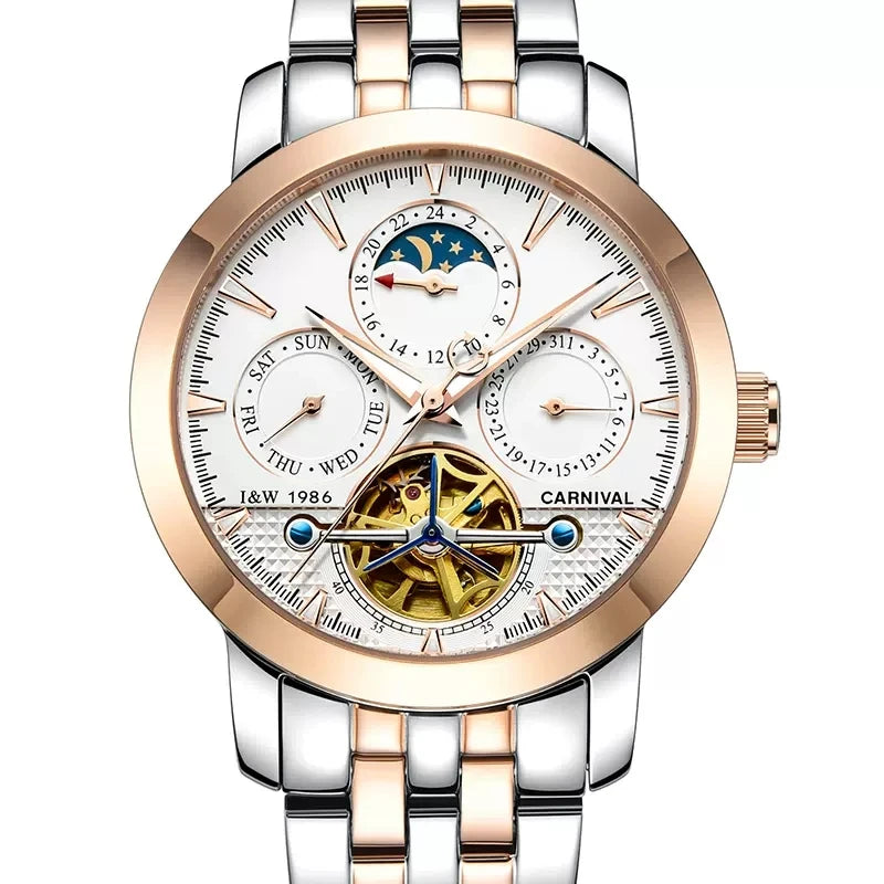 Carnival Brand Tourbillon Stainless Steel Mechanical Watch for Men