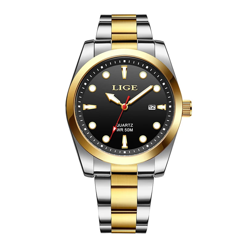 LIGE Relogio Masculino Waterproof Quartz Wristwatch Watch for Men