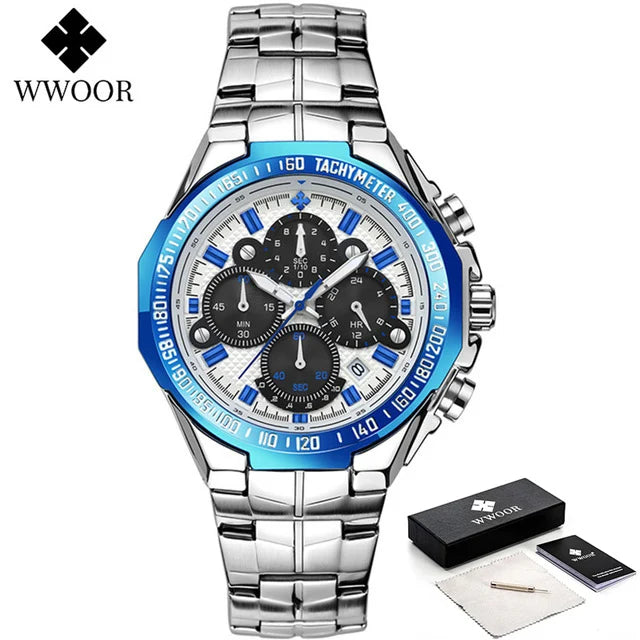 Relogio Masculino WWOOR  Luxury Gold Chronograph Wrist Watch For Men