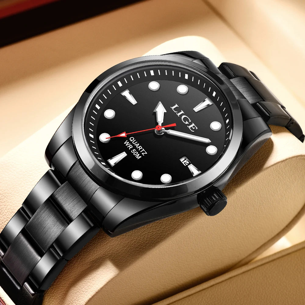 LIGE Relogio Masculino Waterproof Quartz Wristwatch Watch for Men