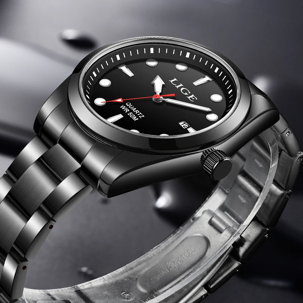 LIGE Relogio Masculino Waterproof Quartz Wristwatch Watch for Men