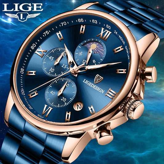 Montre Homme Waterproof Quartz Chronograph Wristwatch