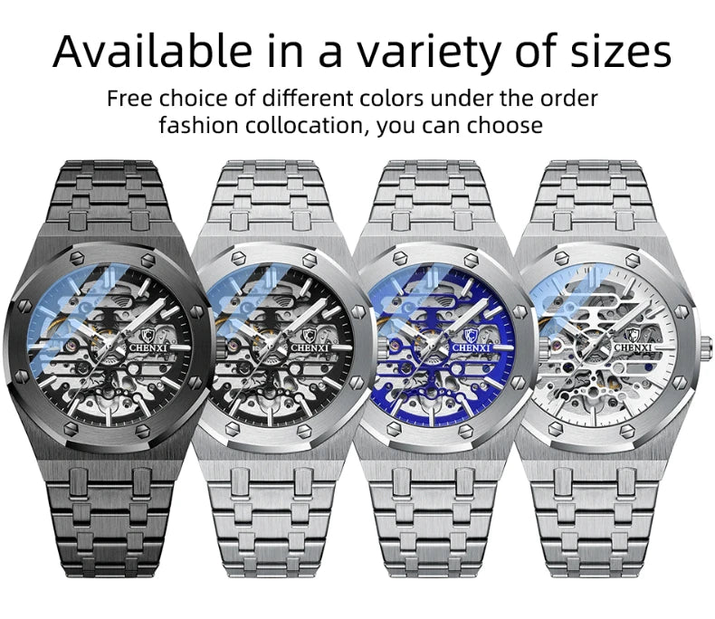 CHENXI Waterproof Stainless Steel Mechanical Tourbillon Wrist Watch