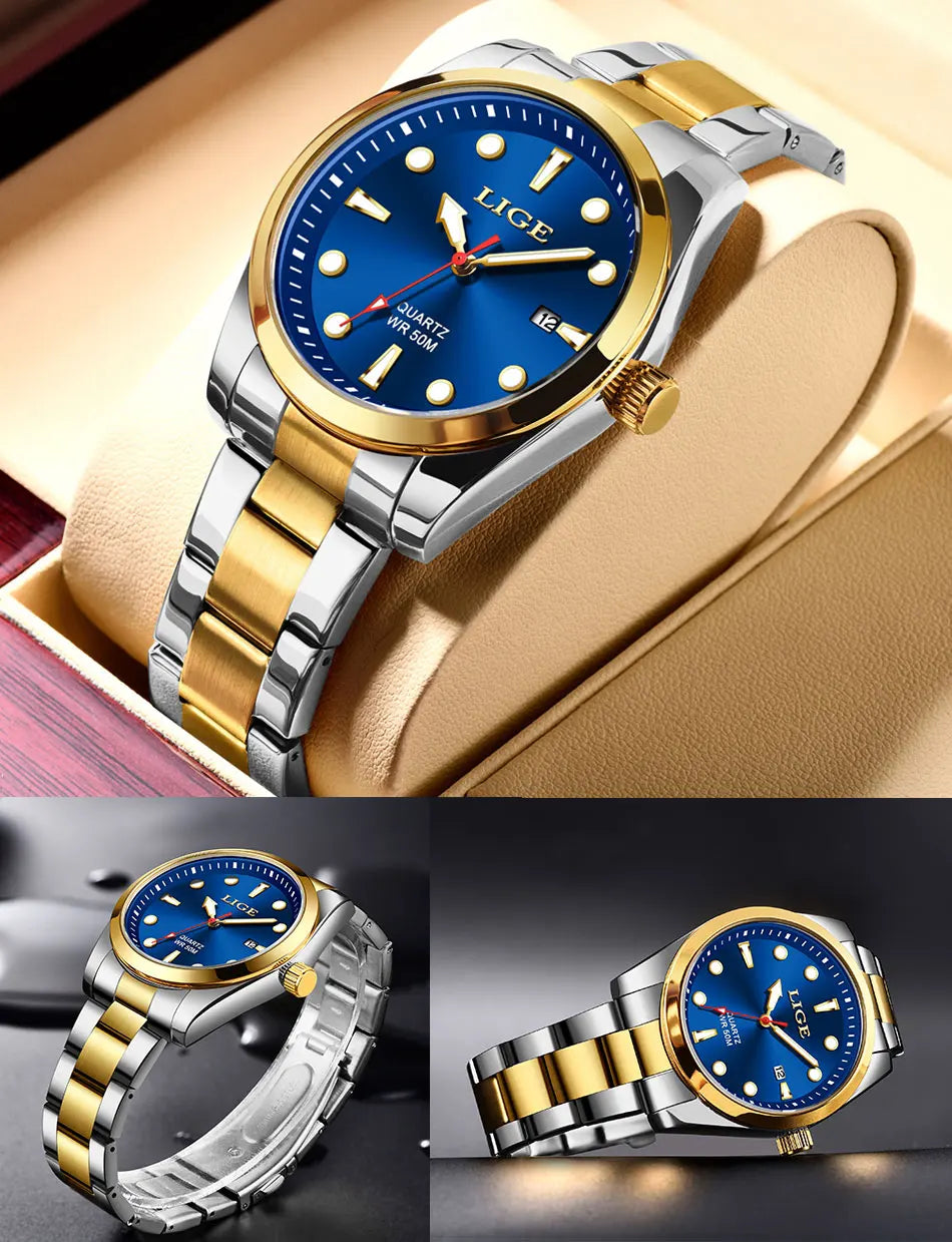 LIGE Relogio Masculino Waterproof Quartz Wristwatch Watch for Men