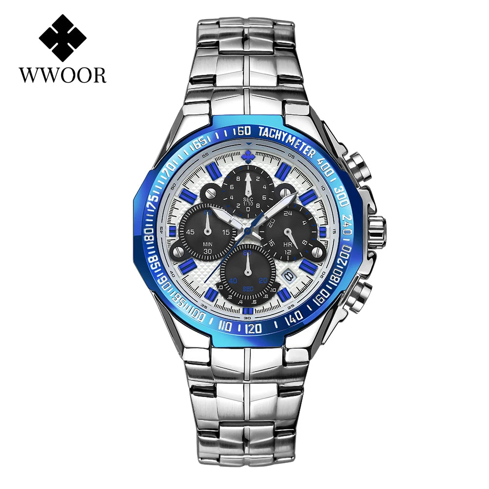 Relogio Masculino WWOOR  Luxury Gold Chronograph Wrist Watch For Men