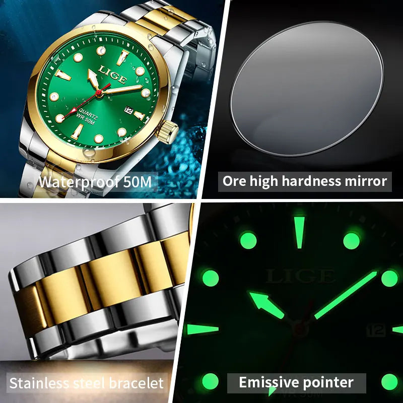 LIGE Relogio Masculino Waterproof Quartz Wristwatch Watch for Men