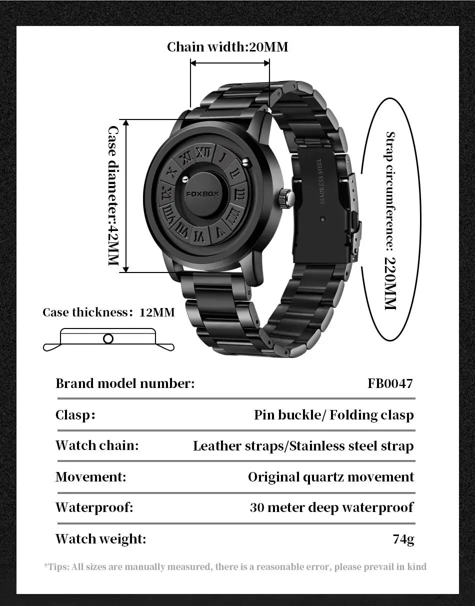 FOXBOX Relogio Masculino Genuine Leather Men's Watch