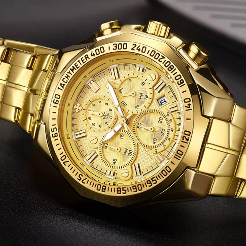 Relogio Masculino WWOOR  Luxury Gold Chronograph Wrist Watch For Men
