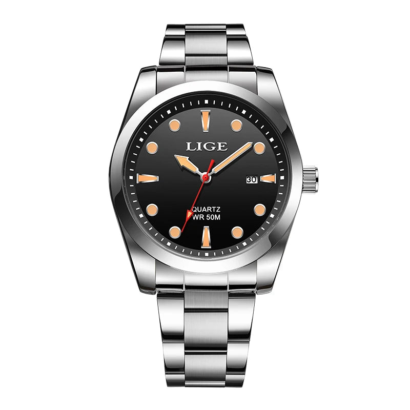 LIGE Relogio Masculino Waterproof Quartz Wristwatch Watch for Men