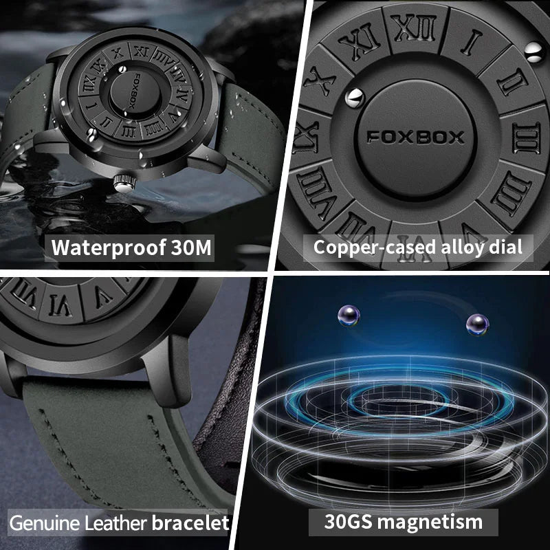 FOXBOX Relogio Masculino Genuine Leather Men's Watch