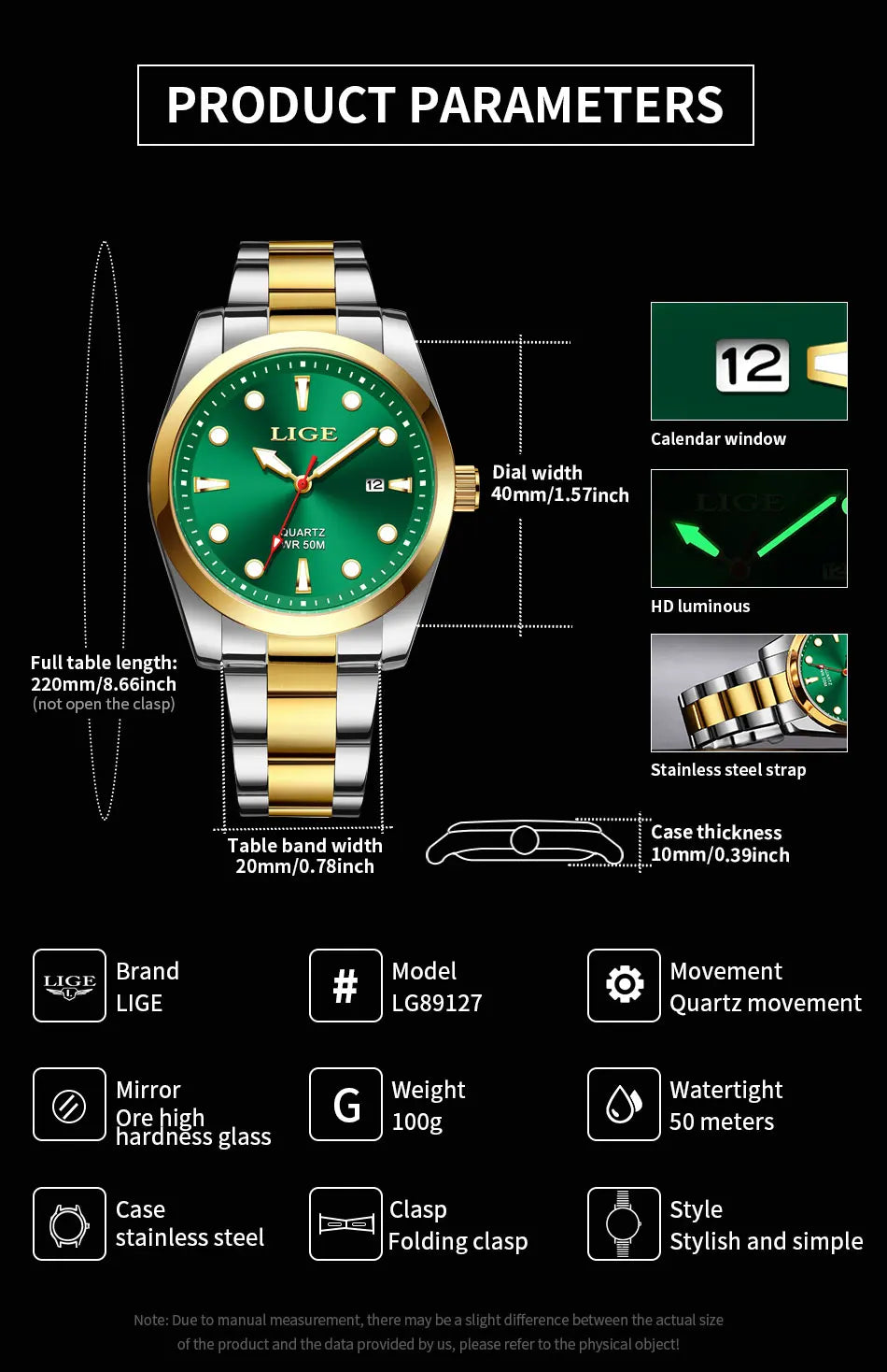LIGE Relogio Masculino Waterproof Quartz Wristwatch Watch for Men