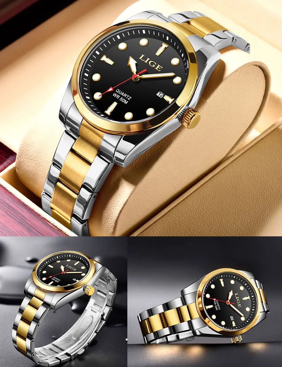 LIGE Relogio Masculino Waterproof Quartz Wristwatch Watch for Men