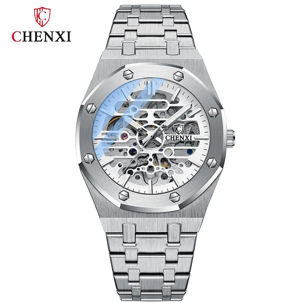 CHENXI Waterproof Stainless Steel Mechanical Tourbillon Wrist Watch